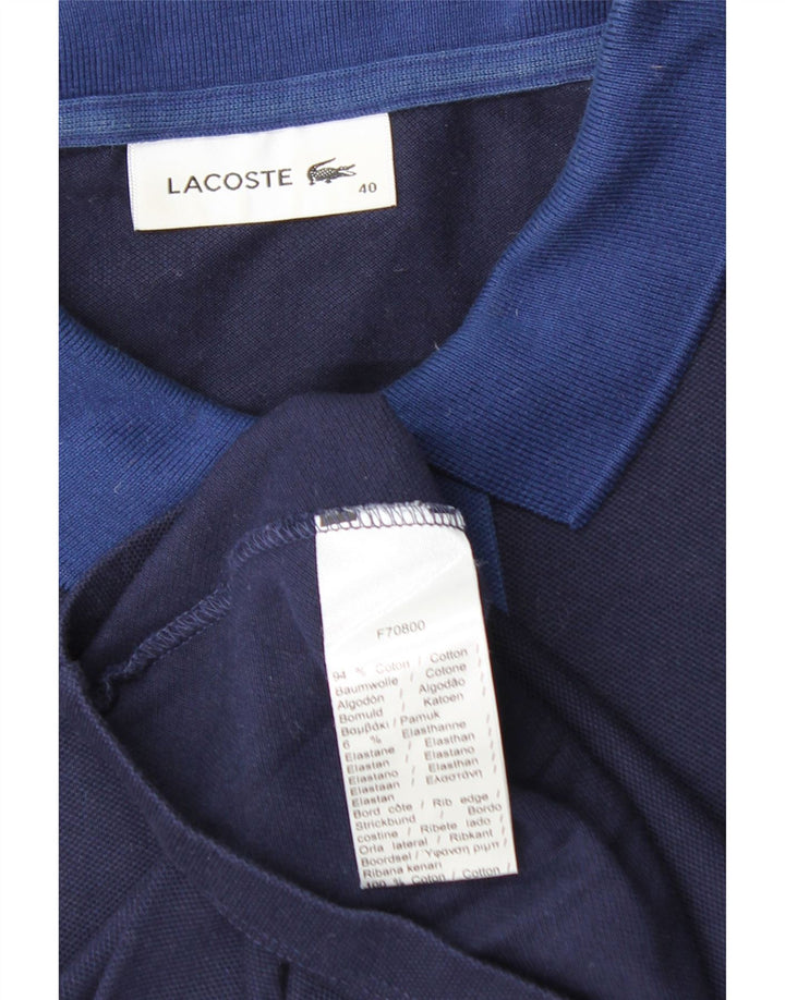 LACOSTE Womens Polo Shirt Size 40 Medium Navy Blue Colourblock Cotton