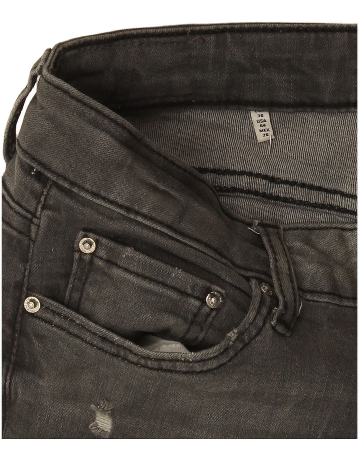 Zara Womens Medium Rise Distressed Slim Jeans EU 36 XS W26 L29 Grey