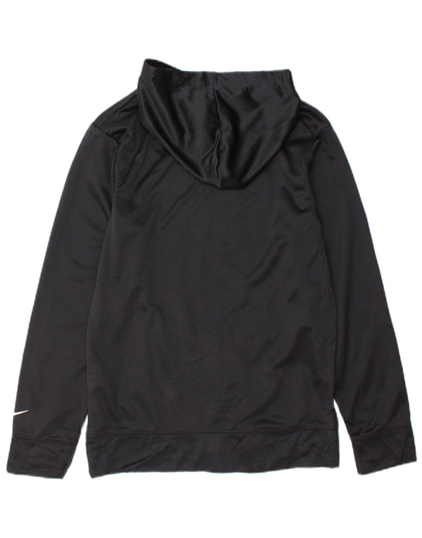 Nike Boys Dri Fit Graphic Hoodie Jumper 12-13 Years Large Black Polyester