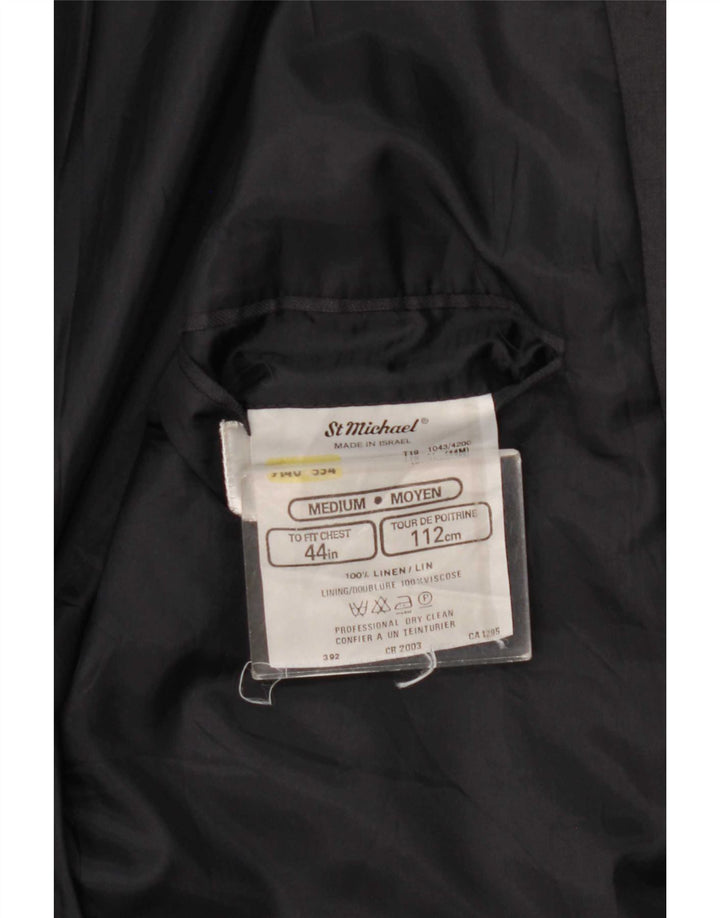 Marks & Spencer Mens 2 Button Blazer Jacket UK 44 XL Black Linen Classic