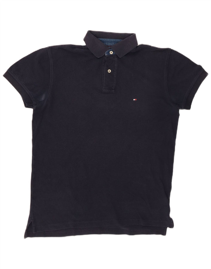 TOMMY HILFIGER Mens Polo Shirt Small Navy Blue Cotton