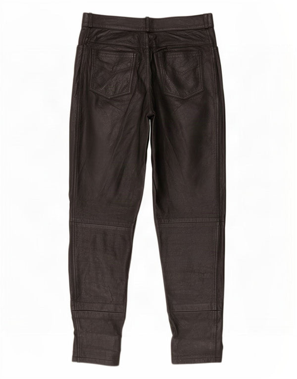 Vintage Mens Tapered Leather Trousers IT 48 Medium W32 L28 Black