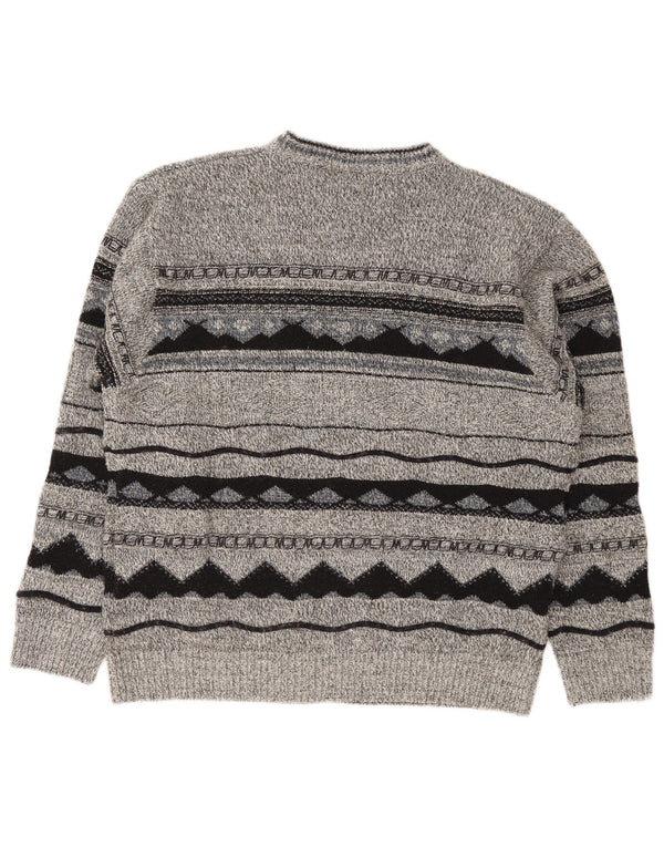 Carletti Mens Crew Neck Jumper Sweater 2XL Grey Geometric Acrylic