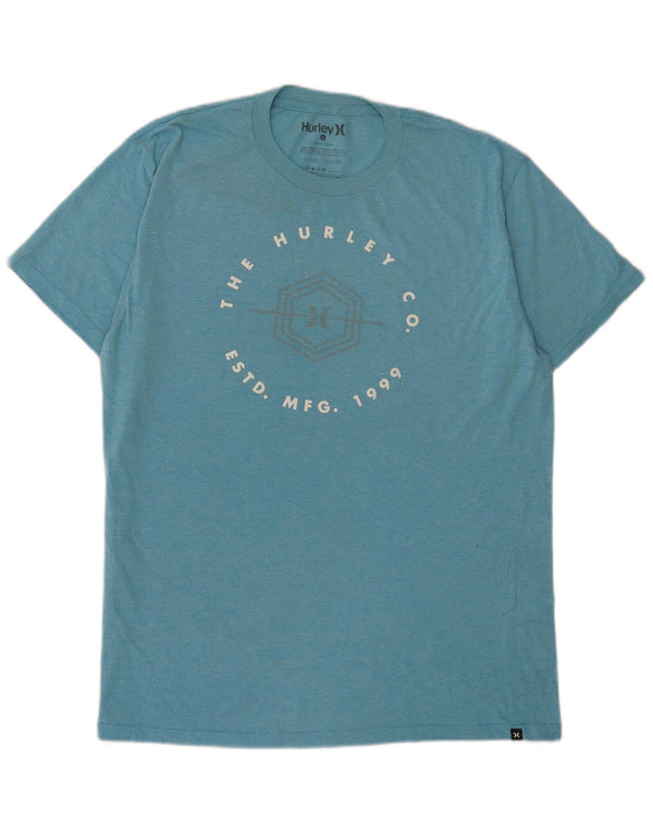 Hurley Mens Graphic T-Shirt Top Large Blue Cotton