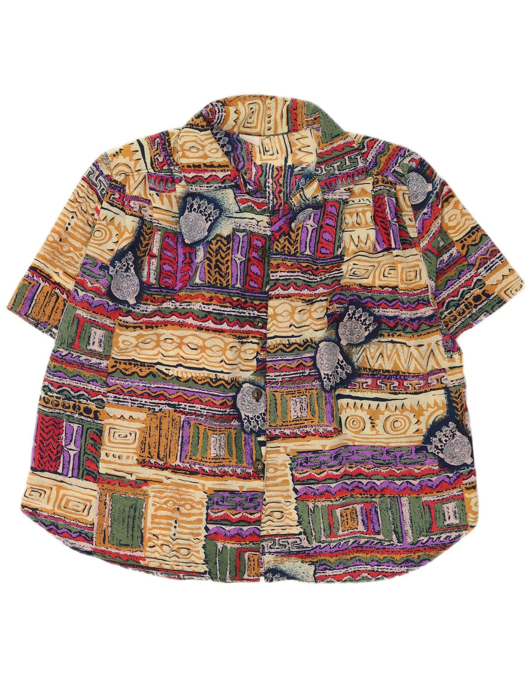 Vintage Womens Abstract Pattern Shirt Blouse UK 20 2XL Multicoloured