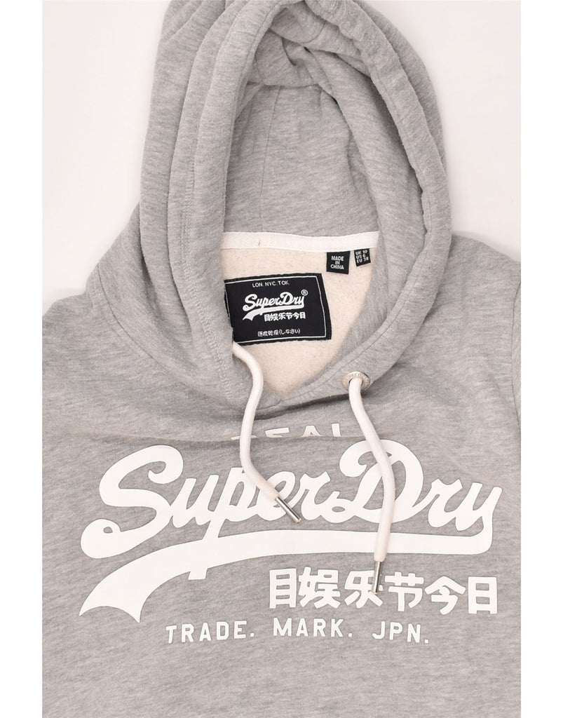 SUPERDRY Womens Graphic Hoodie Jumper UK 10 Small Grey Cotton | Vintage Superdry | Thrift | Second-Hand Superdry | Used Clothing | Messina Hembry 