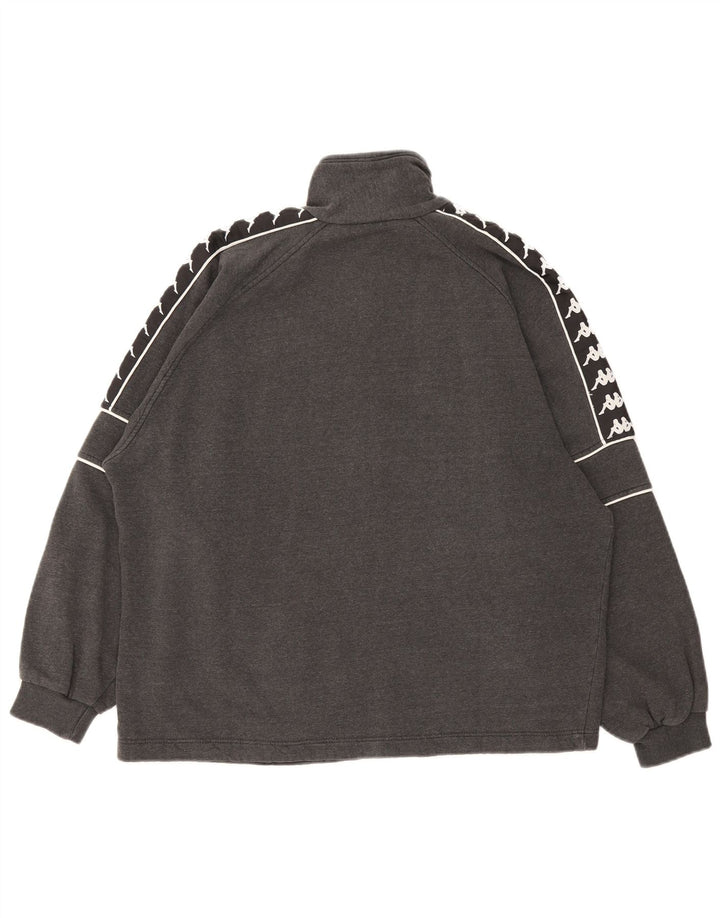 Kappa Mens Graphic Tracksuit Top Jacket Medium Grey Colourblock Cotton