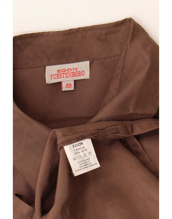Egon Furstenberg Womens Shirt IT 49 XL Brown Silk