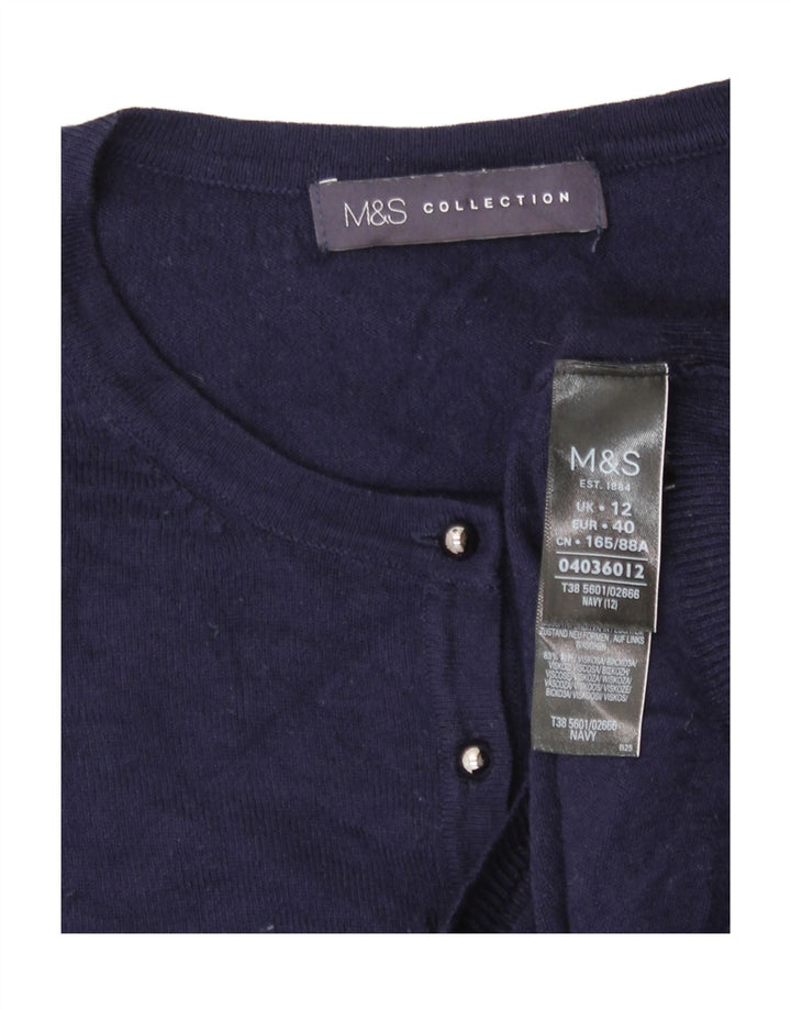 Marks & Spencer Womens Cardigan Sweater UK 12 Medium Navy Blue Viscose