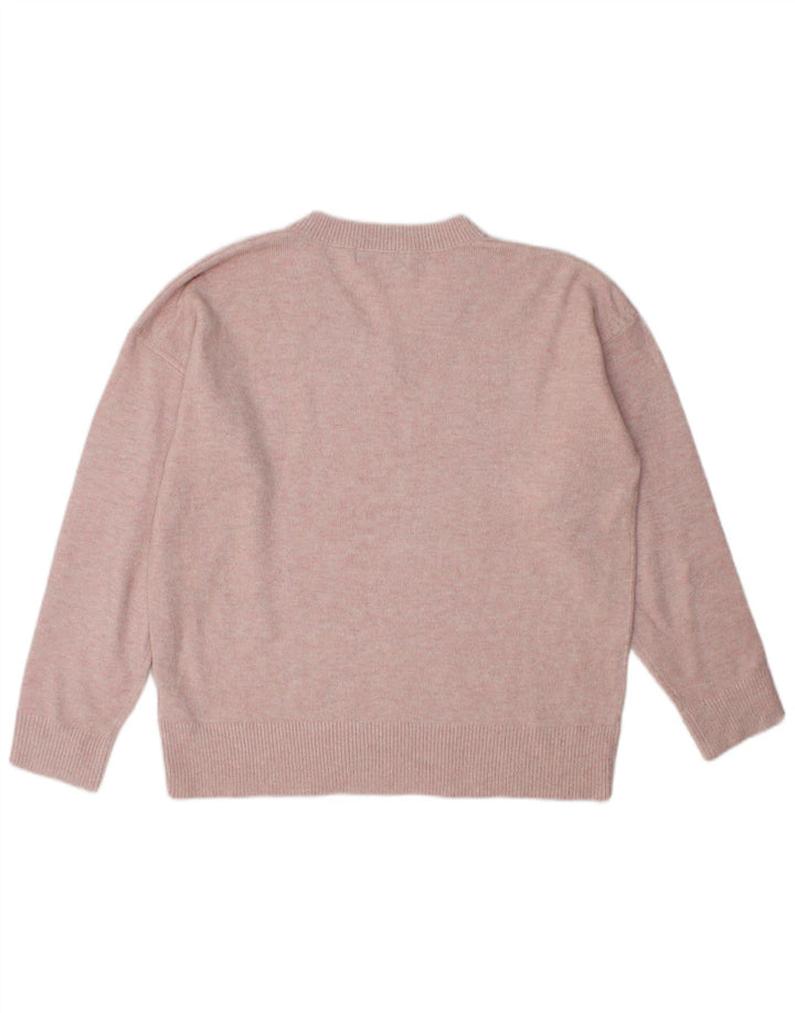 Marks & Spencer Womens Oversized V-Neck Jumper Sweater UK 14 Medium Pink