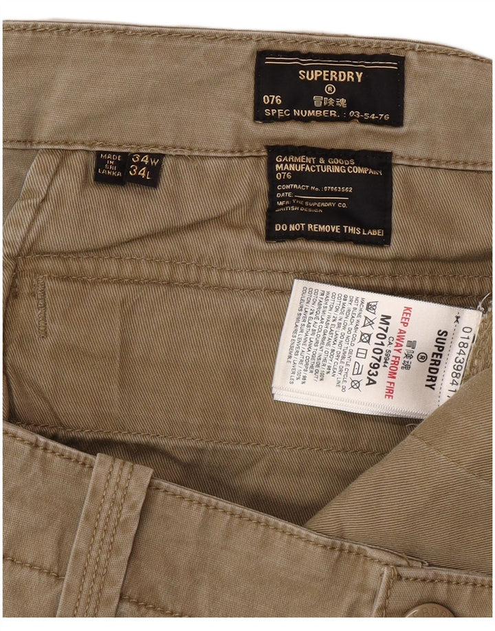Superdry Mens Slim Cargo Trousers W34 L34 Beige Cotton