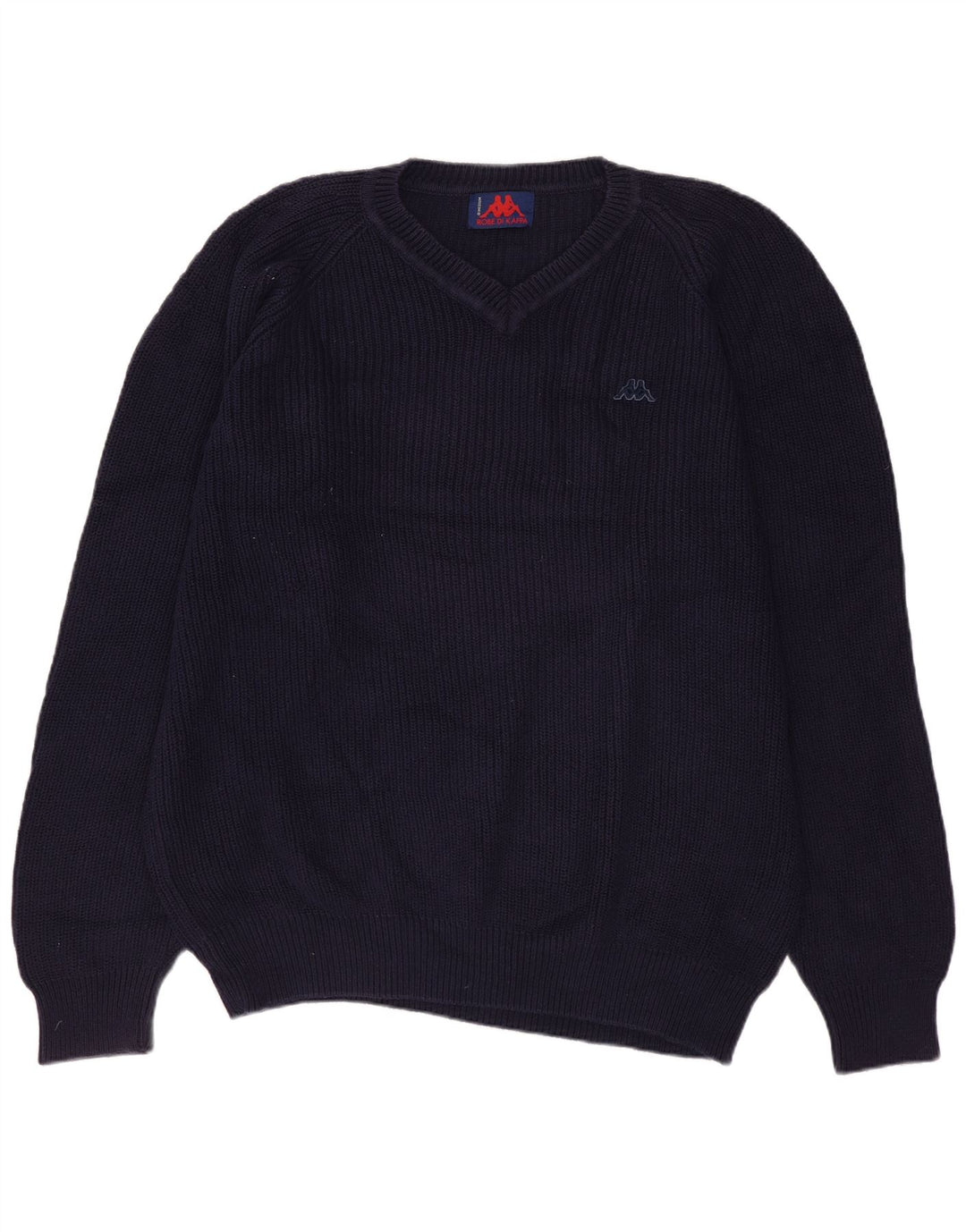 Kappa Mens V-Neck Jumper Sweater Medium Navy Blue Cotton