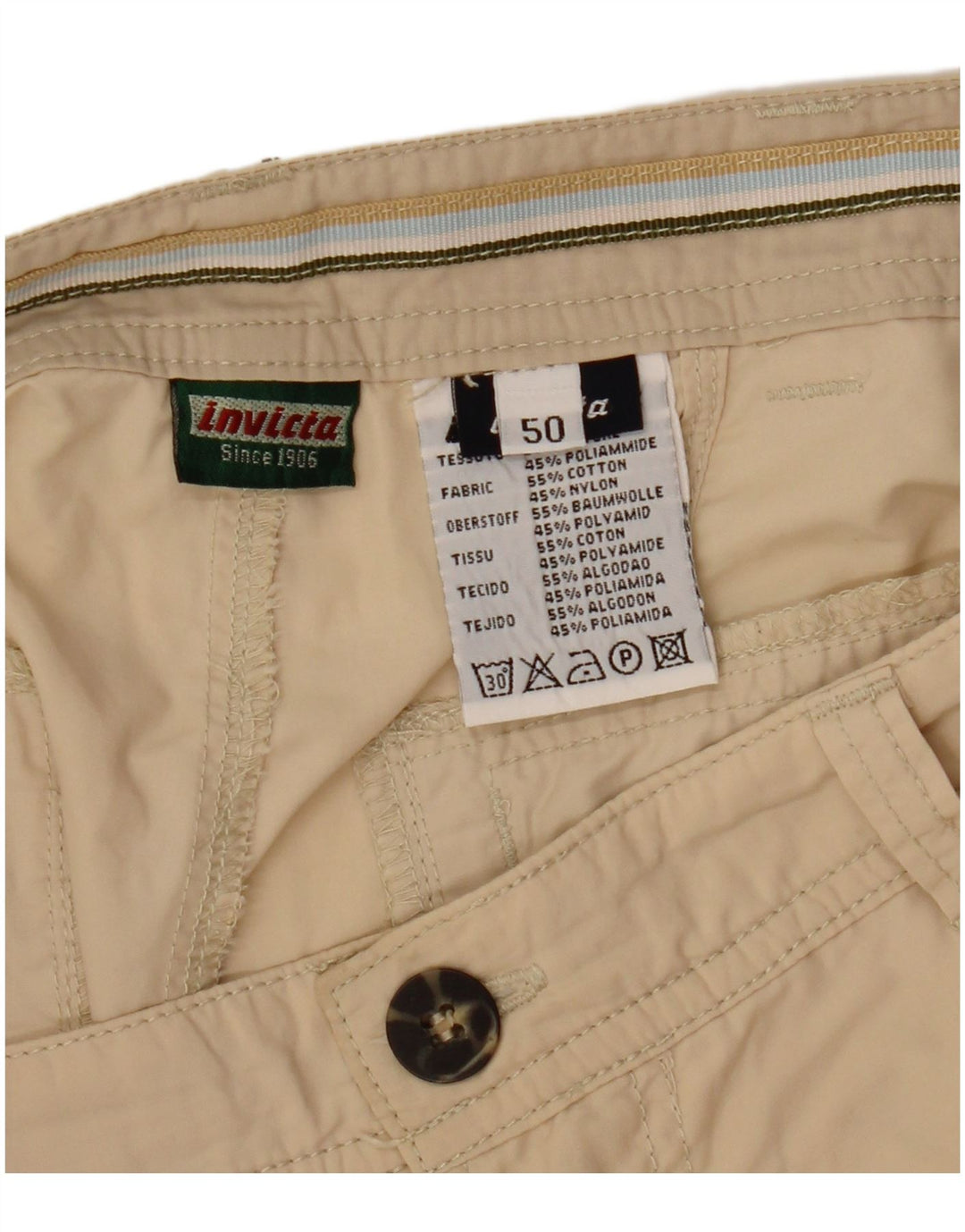 Invicta Mens Chino Shorts IT 50 Large W32  Beige Cotton