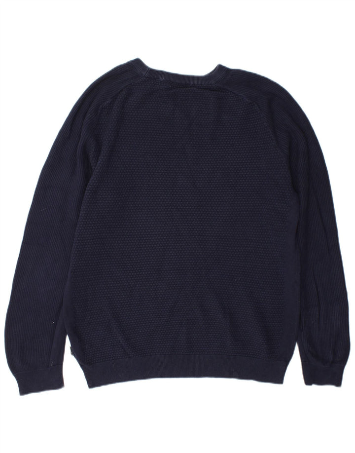 Jack & Jones Mens Crew Neck Jumper Sweater Medium Navy Blue Cotton