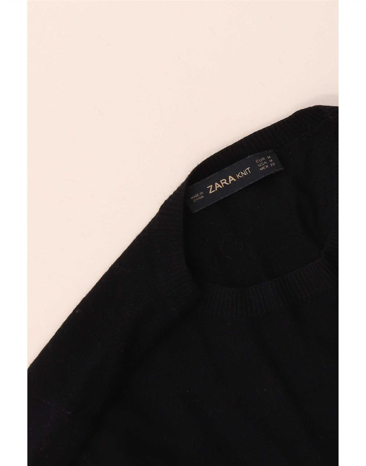 Zara Womens Crew Neck Jumper Sweater UK 12 Medium Navy Blue