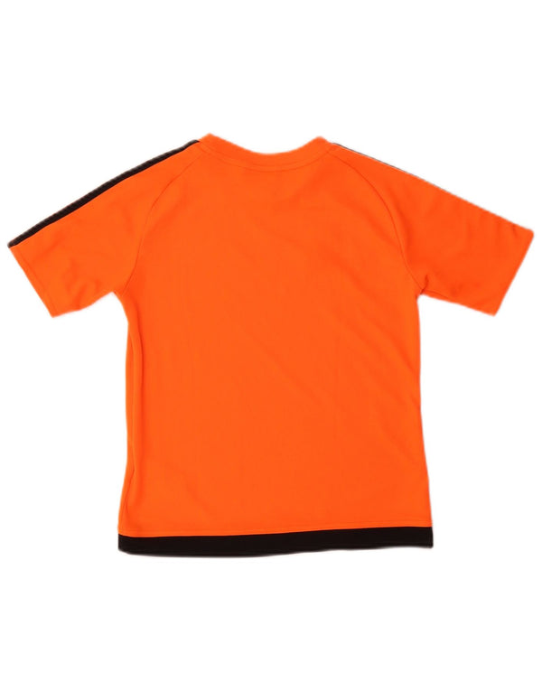 ADIDAS Boys Climalite T-Shirt Top 9-10 Years Orange Colourblock Polyester