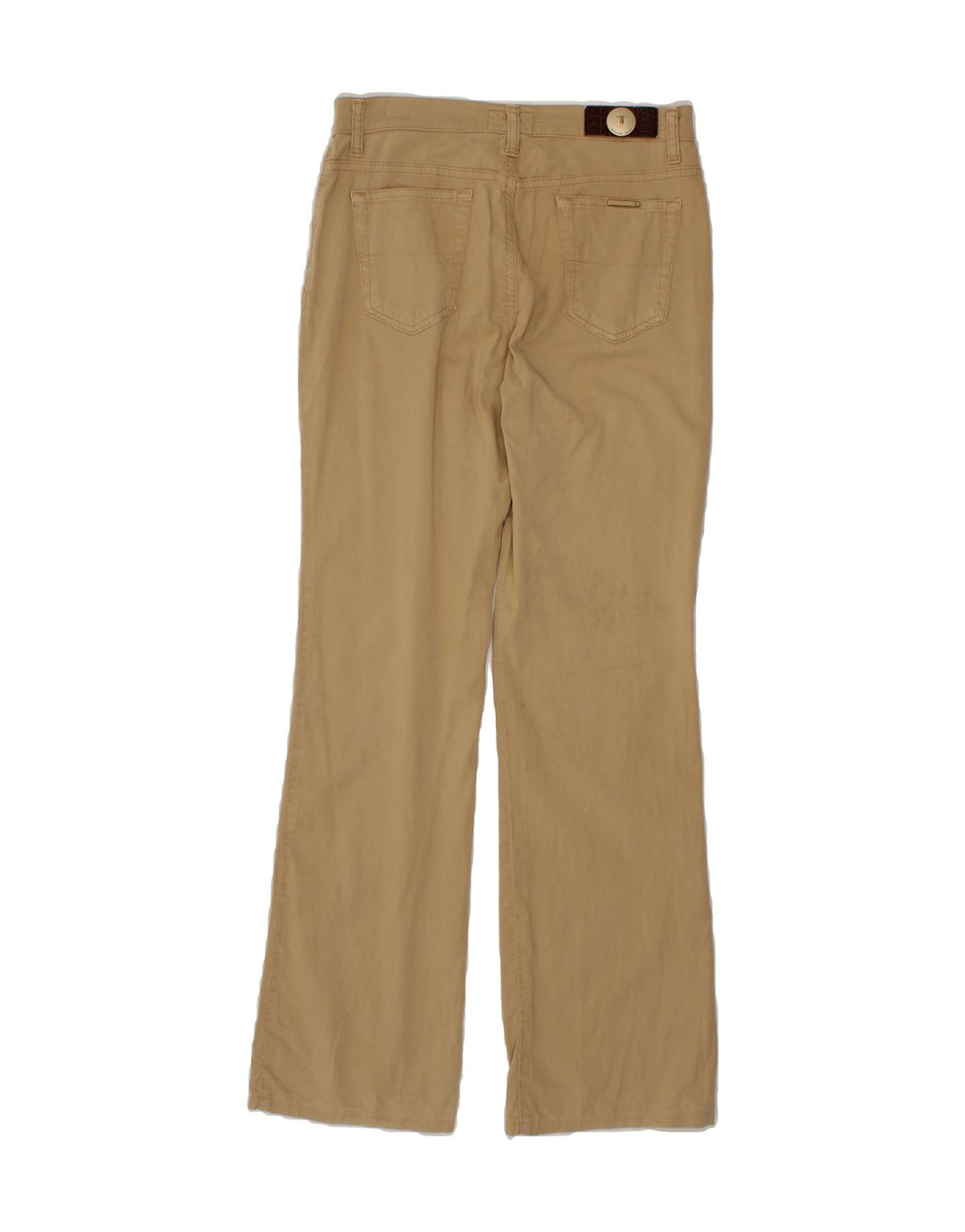 TRUSSARDI Womens Bootcut Casual Trousers W27 L30 Beige Cotton Vintage Trussardi and Second-Hand Trussardi from Messina Hembry 