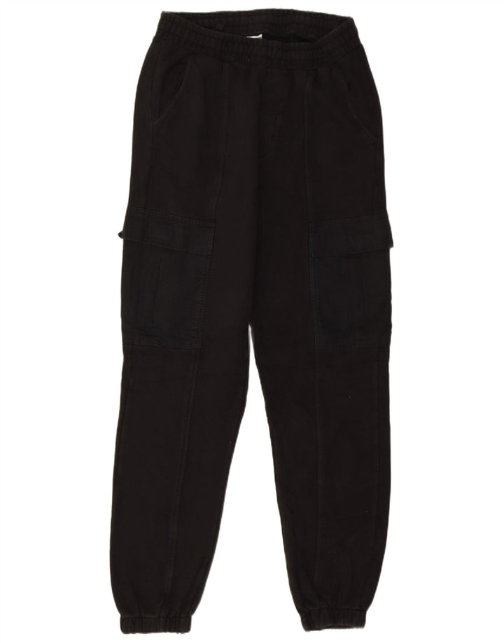 Zara Mens Cargo Tracksuit Trousers Joggers Medium Black Cotton