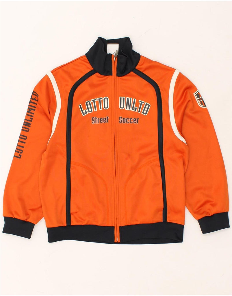 LOTTO Boys Graphic Tracksuit Top Jacket 8-9 Years Small Orange Colourblock | Vintage Lotto | Thrift | Second-Hand Lotto | Used Clothing | Messina Hembry 