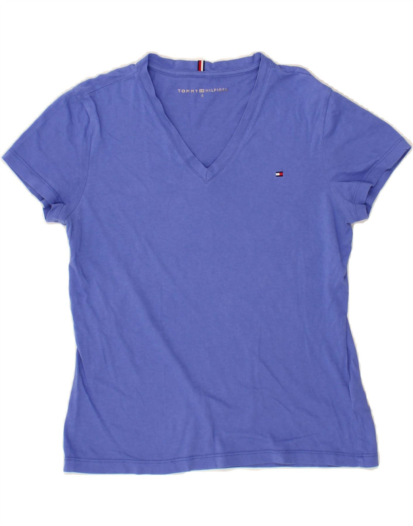 TOMMY HILFIGER Womens T-Shirt Top UK 10 Small Blue Cotton Vintage Tommy Hilfiger and Second-Hand Tommy Hilfiger from Messina Hembry 