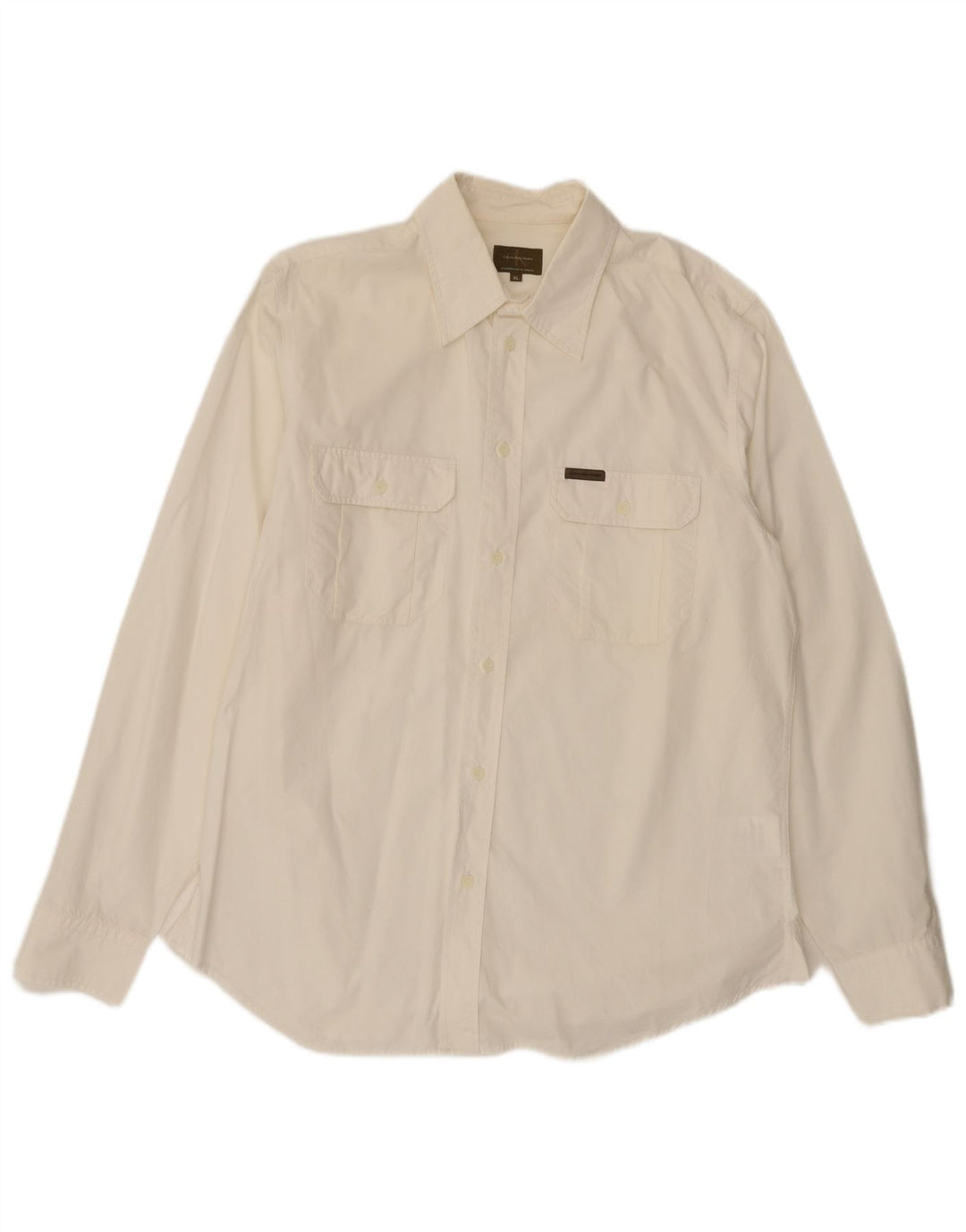 Calvin Klein Mens Shirt XL Off White Cotton