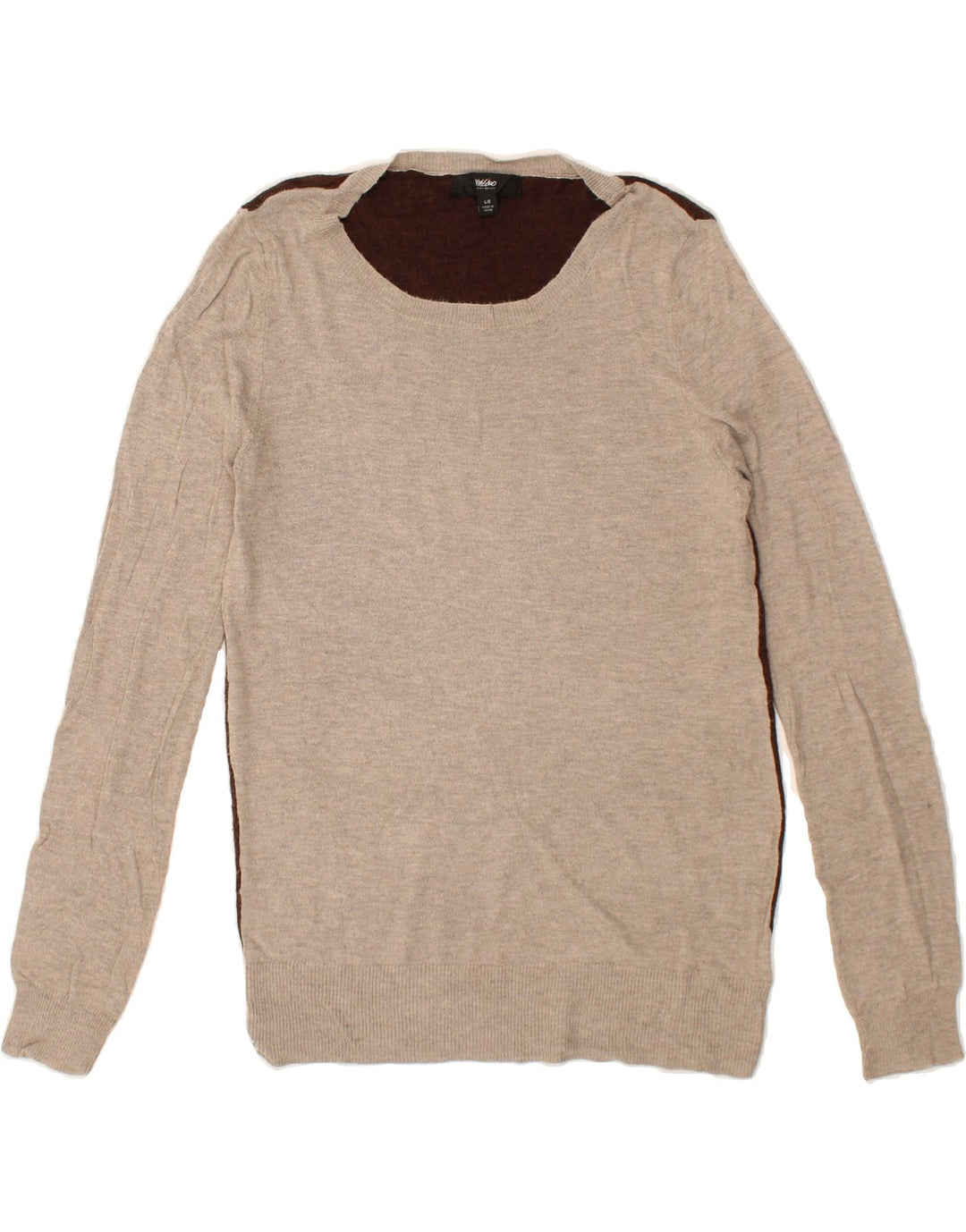 MOSSIMO Womens Boat Neck Jumper Sweater UK 14 Large Beige Colourblock Vintage Mossimo and Second-Hand Mossimo from Messina Hembry 