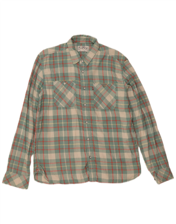 Levi's Mens Flannel Shirt Large Green Check Cotton