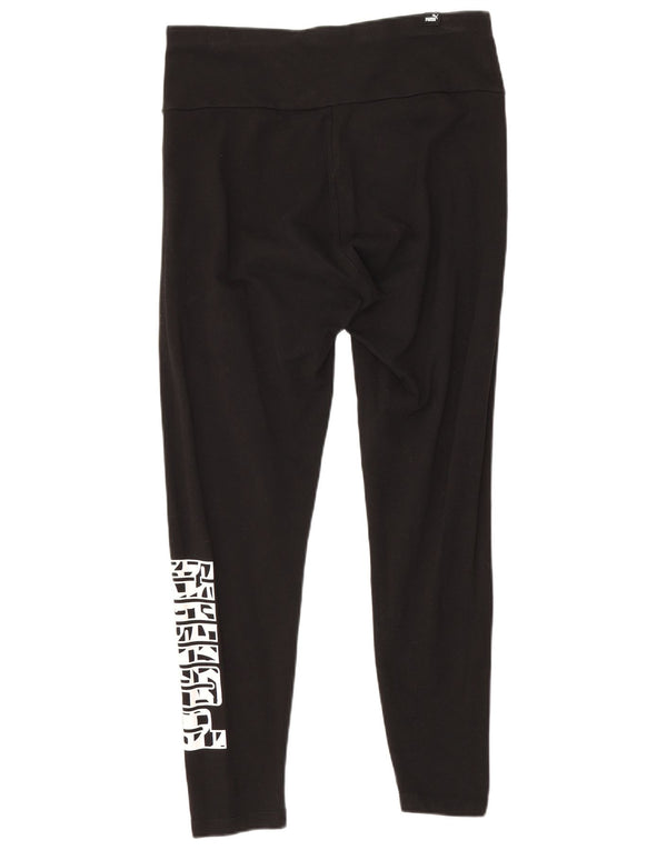 Puma Womens Graphic Crop Leggings UK 12 Medium Black Cotton