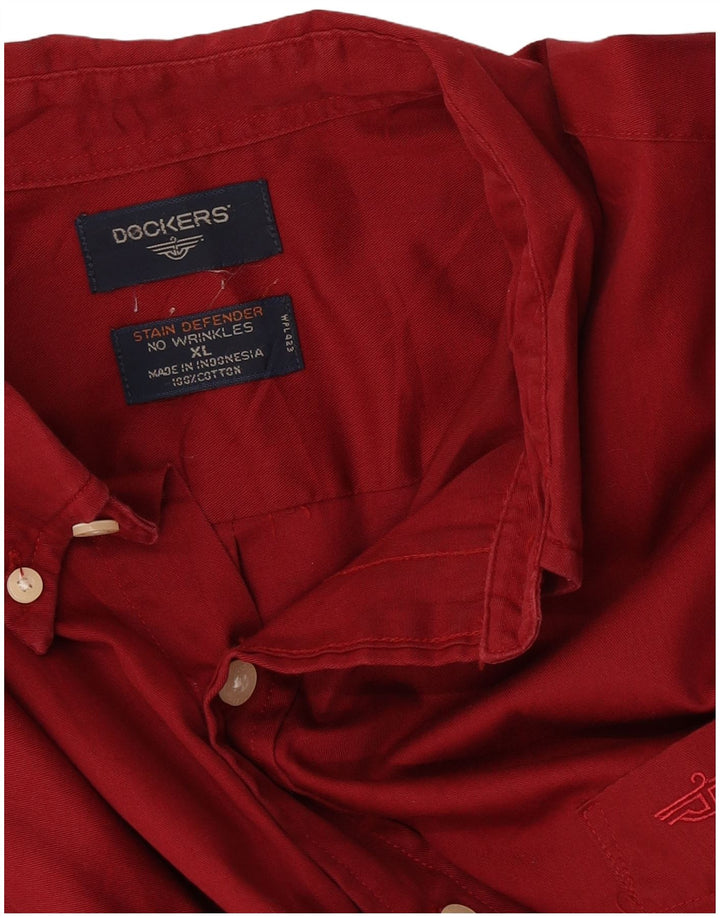 Dockers Mens Shirt XL Red Cotton