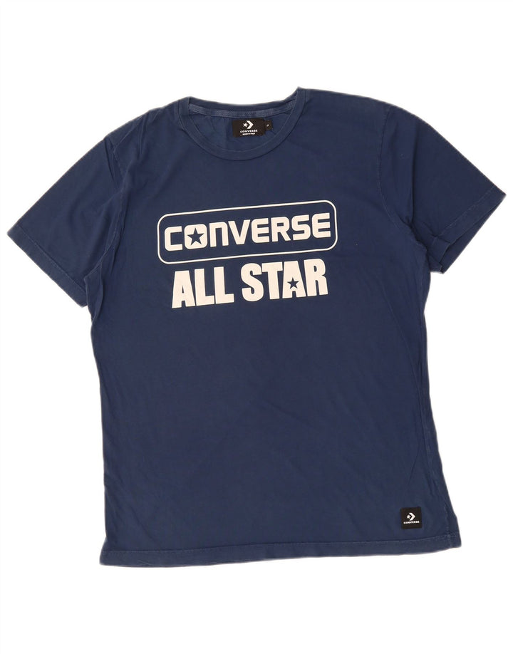 CONVERSE Mens Graphic T-Shirt Top Large Navy Blue Cotton