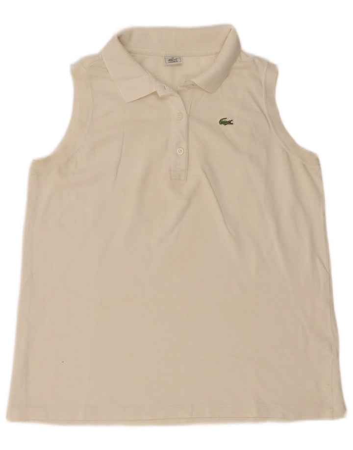 Lacoste Womens Sleeveless Polo Shirt Size 46 XL White
