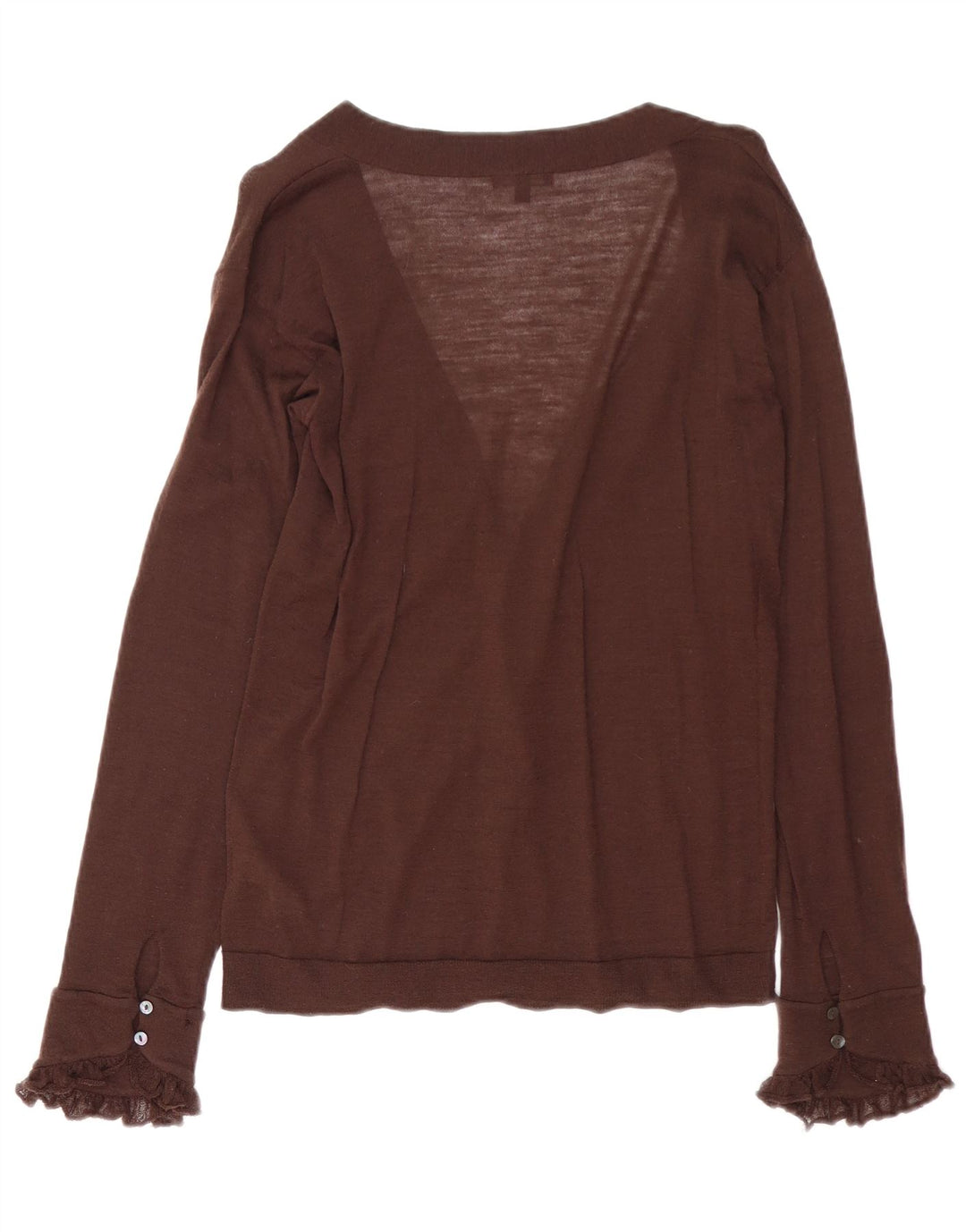 MASSIMO DUTTI Womens Cardigan Sweater UK 14 Large Brown Wool
