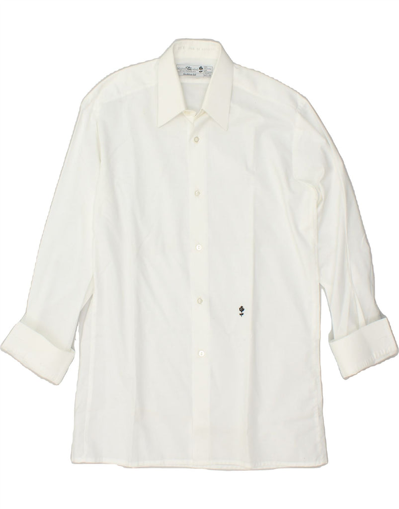 VINTAGE Mens Formal Shirt Size 37 Medium White Floral Polyester | Vintage Vintage | Thrift | Second-Hand Vintage | Used Clothing | Messina Hembry 