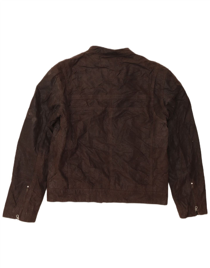 Bata and More Mens Leather Biker Jacket IT 52 XL Brown
