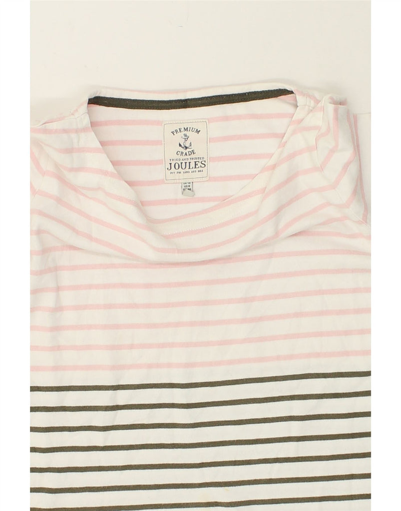 JOULES Womens Top Long Sleeve UK 12 Medium  White Striped Cotton | Vintage Joules | Thrift | Second-Hand Joules | Used Clothing | Messina Hembry 