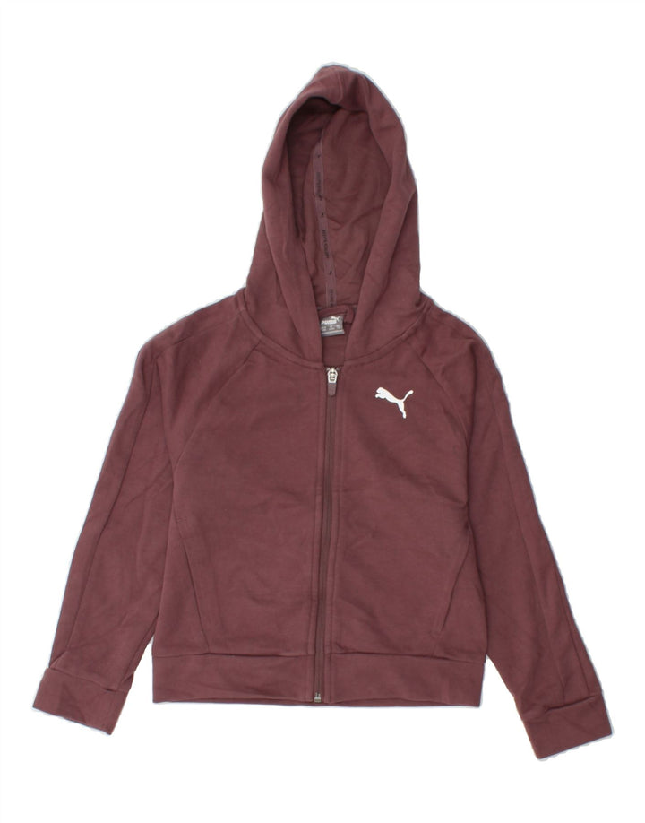 PUMA Girls Zip Hoodie Sweater 9-10 Years Medium  Maroon Cotton Vintage Puma and Second-Hand Puma from Messina Hembry 