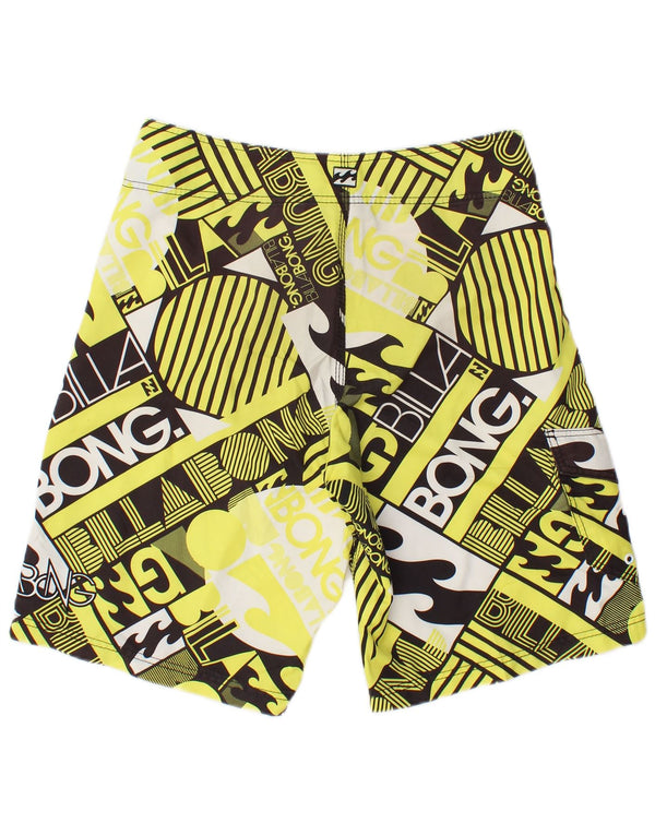 Billabong Mens Graphic Swimming Shorts Medium Yellow Geometric Polyester