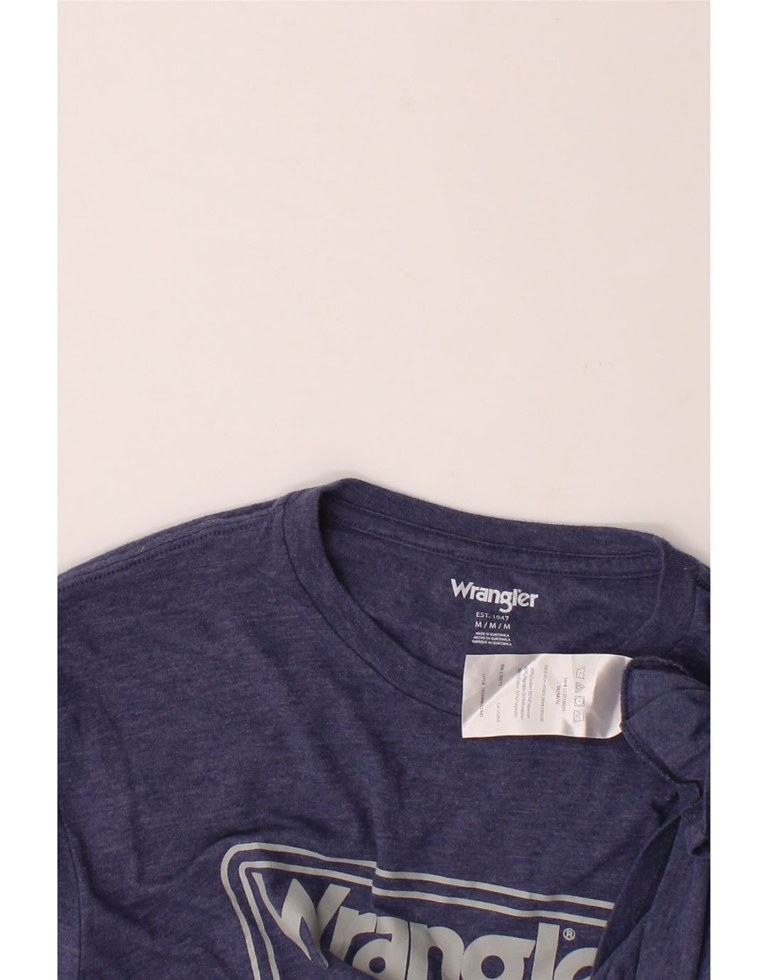 WRANGLER Mens Graphic Top Long Sleeve Medium Blue Cotton Vintage Wrangler and Second-Hand Wrangler from Messina Hembry 