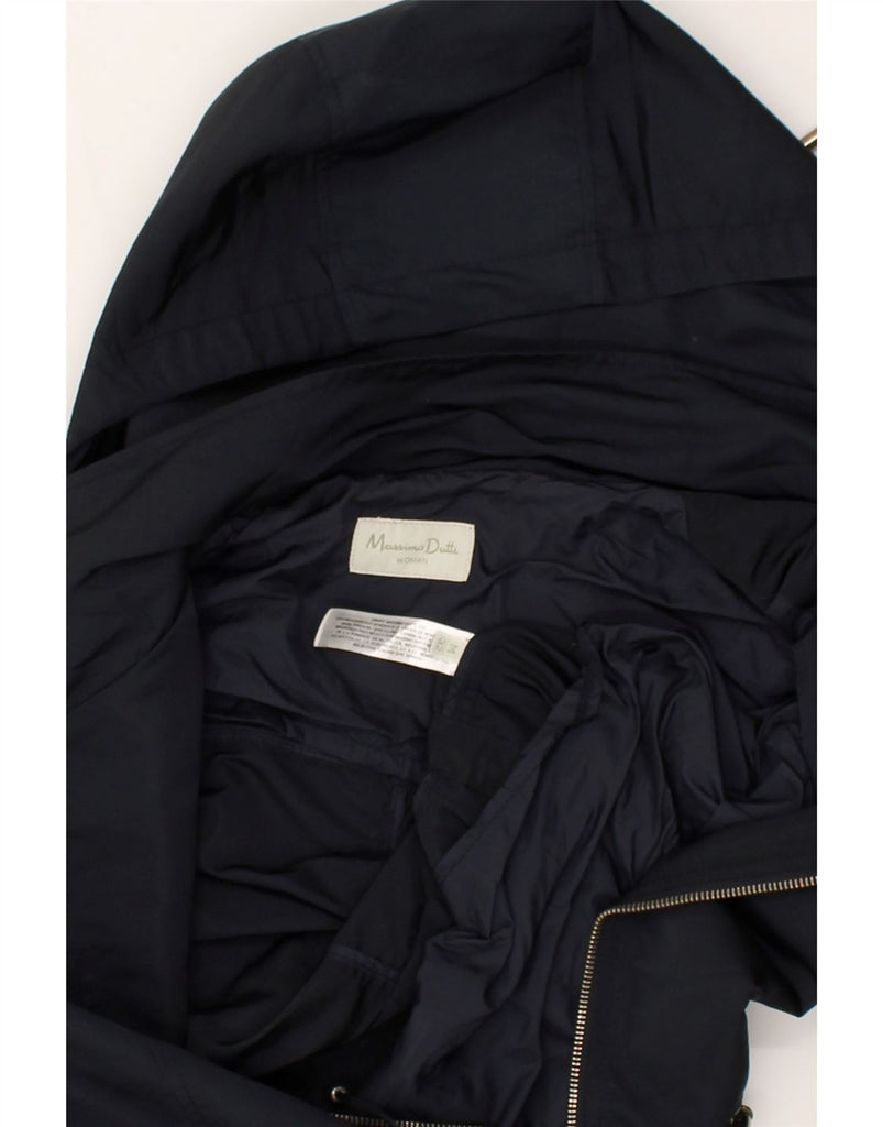 MASSIMO DUTTI Womens Hooded Windbreaker Jacket UK 14 Medium Navy Blue | Vintage Massimo Dutti | Thrift | Second-Hand Massimo Dutti | Used Clothing | Messina Hembry 