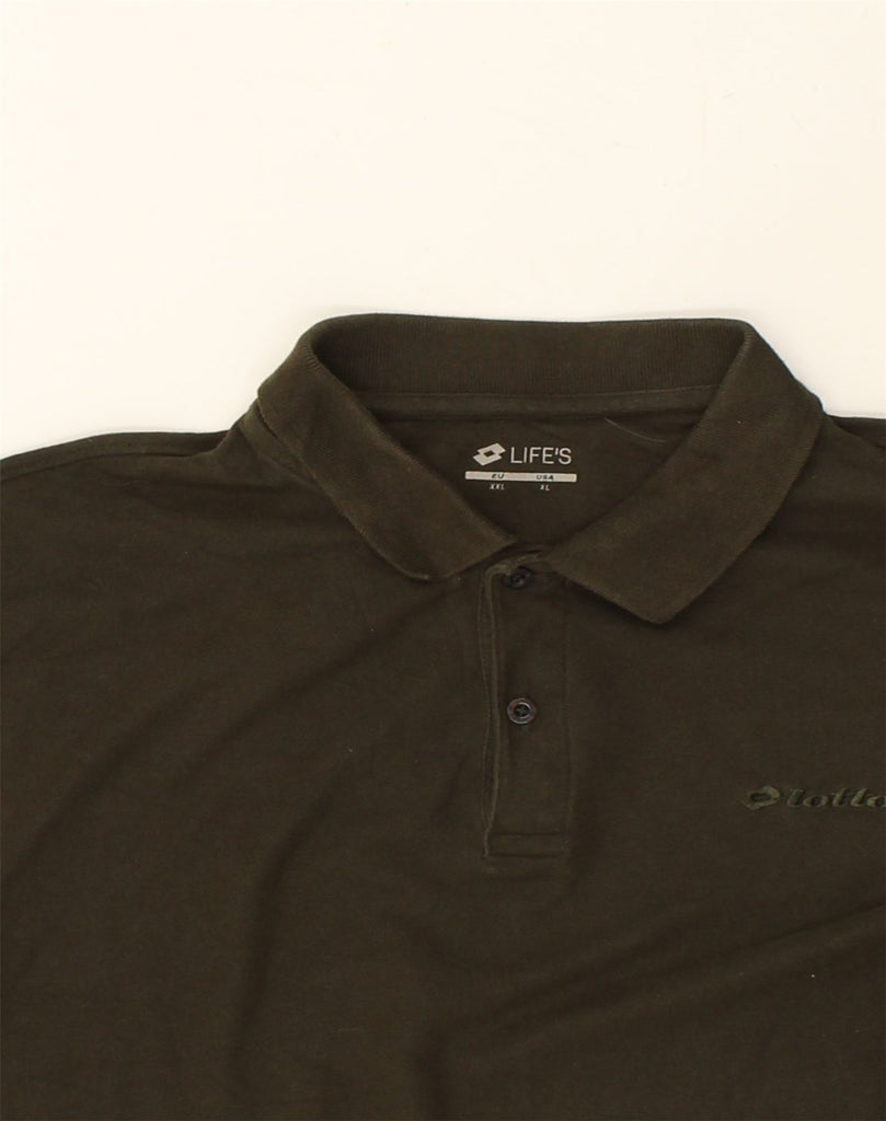 LOTTO Mens Polo Shirt 2XL Brown | Vintage Lotto | Thrift | Second-Hand Lotto | Used Clothing | Messina Hembry 