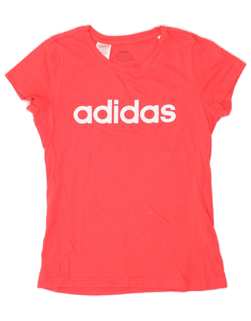 ADIDAS Girls Graphic T-Shirt Top 14-15 Years Red Cotton | Vintage Adidas | Thrift | Second-Hand Adidas | Used Clothing | Messina Hembry 