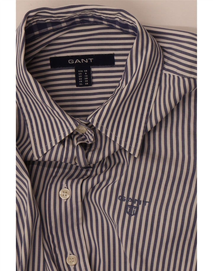 Gant Womens Shirt UK 12 Medium Blue Pinstripe