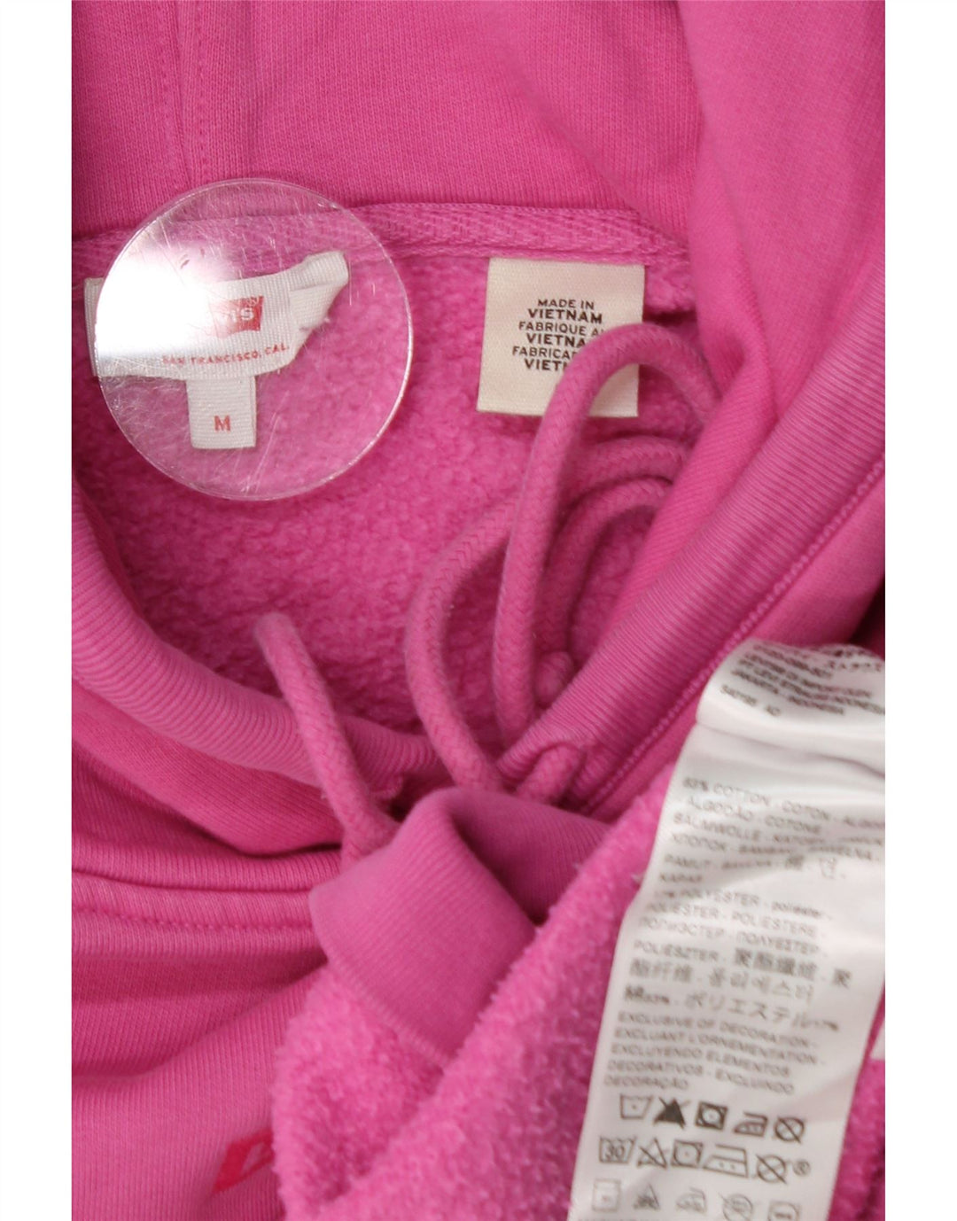 LEVI'S Womens Crop Oversized Hoodie Jumper UK 14 Medium Pink Cotton