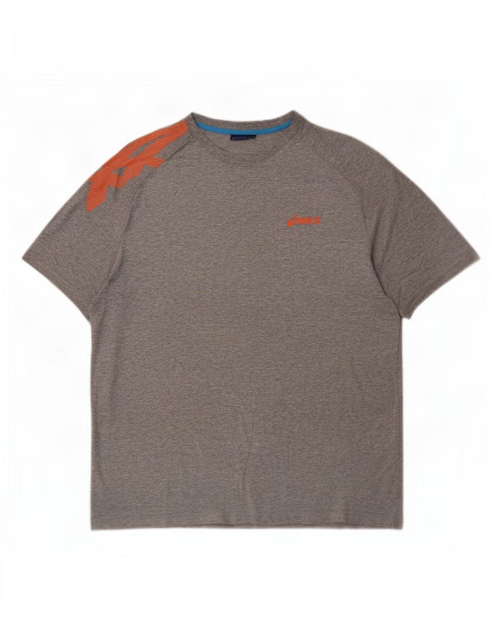 Asics Mens Graphic T-Shirt Top XL Grey Cotton
