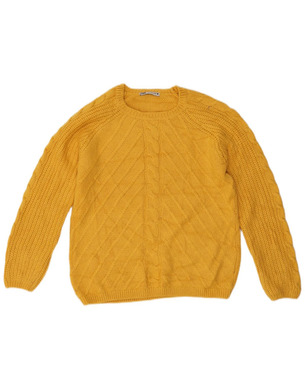 Zara Womens Boat Neck Jumper Sweater UK 10 Small Yellow
