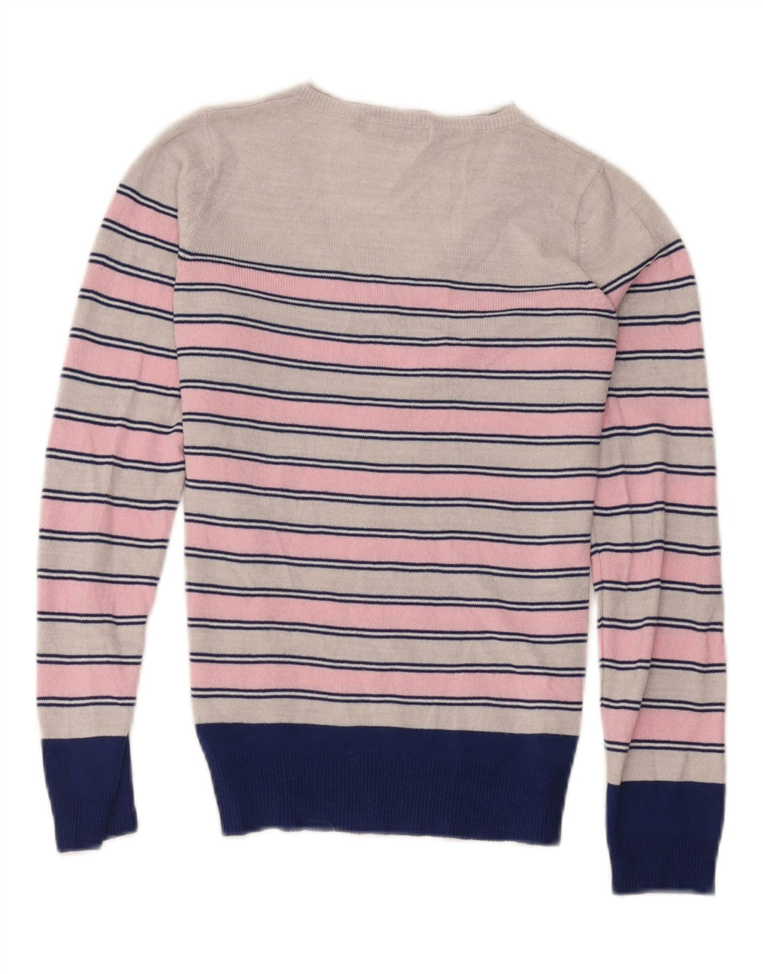 Marks & Spencer Womens V-Neck Jumper Sweater UK 8 Small Pink Striped