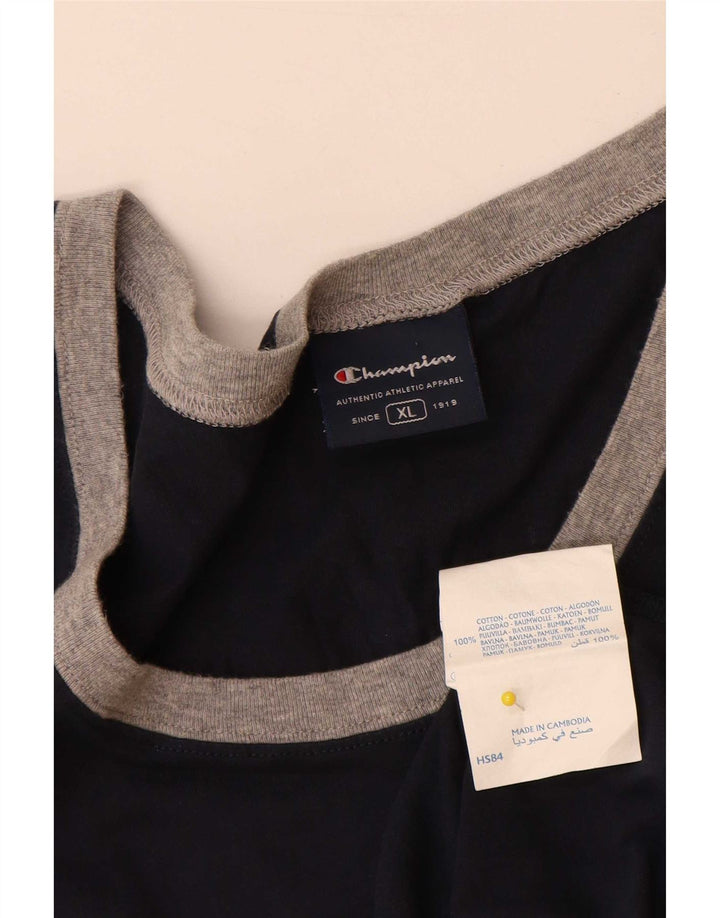 Champion Mens Graphic Vest Top XL Navy Blue Cotton