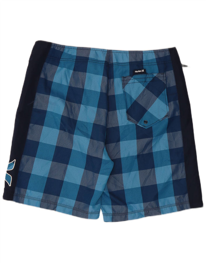 Hurley Mens Graphic Swimming Shorts Large  Blue Check Polyester