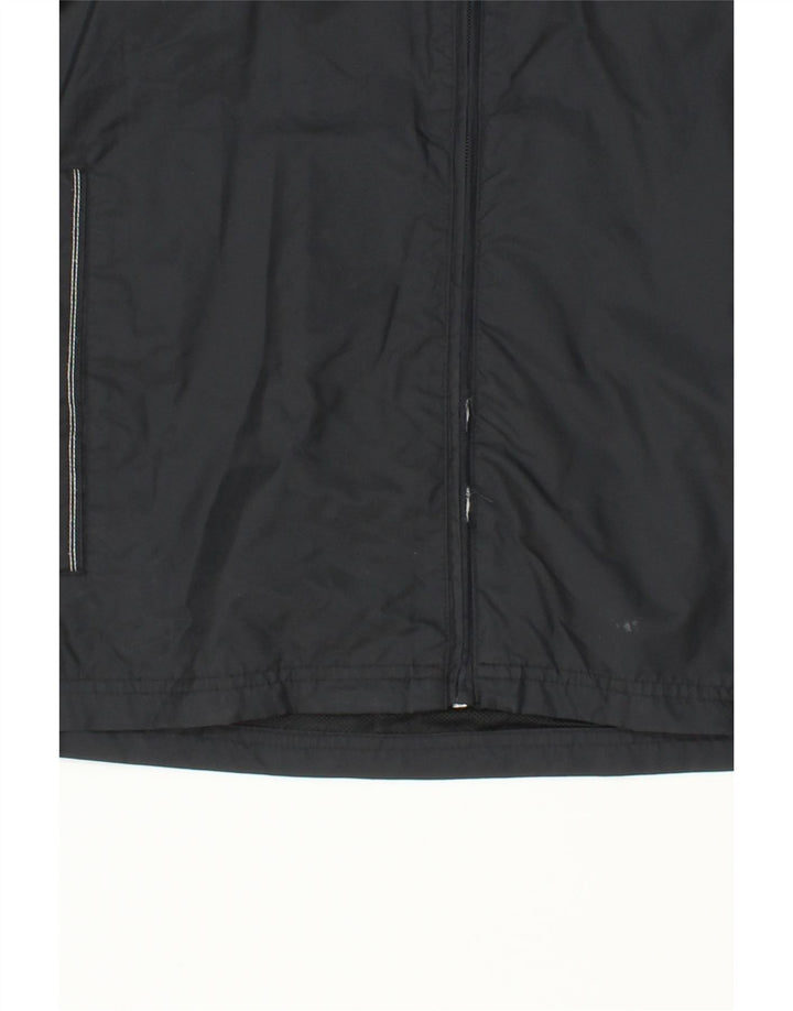ADIDAS Mens Graphic Hooded Rain Jacket UK 36 Small Black Nylon Vintage Adidas and Second-Hand Adidas from Messina Hembry 