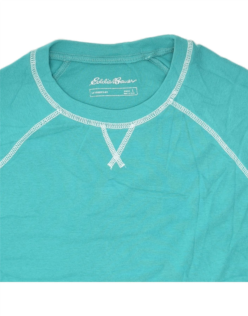 EDDIE BAUER Womens Sweatshirt Jumper UK 16 Large Turquoise Cotton | Vintage Eddie Bauer | Thrift | Second-Hand Eddie Bauer | Used Clothing | Messina Hembry 